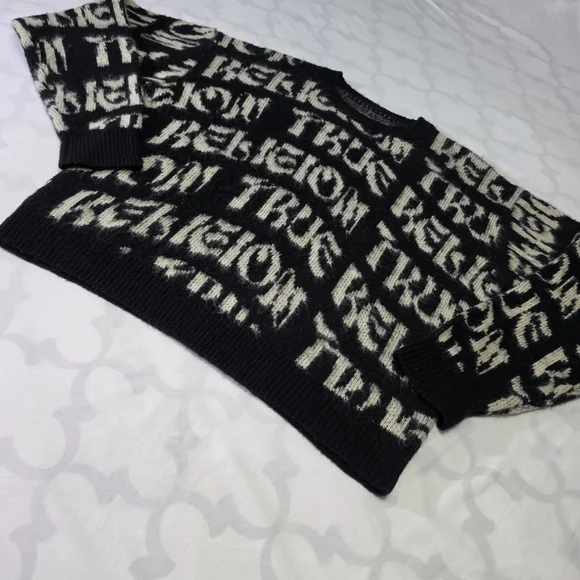 True Religion Monogram Fuzzy Sweater Size Large